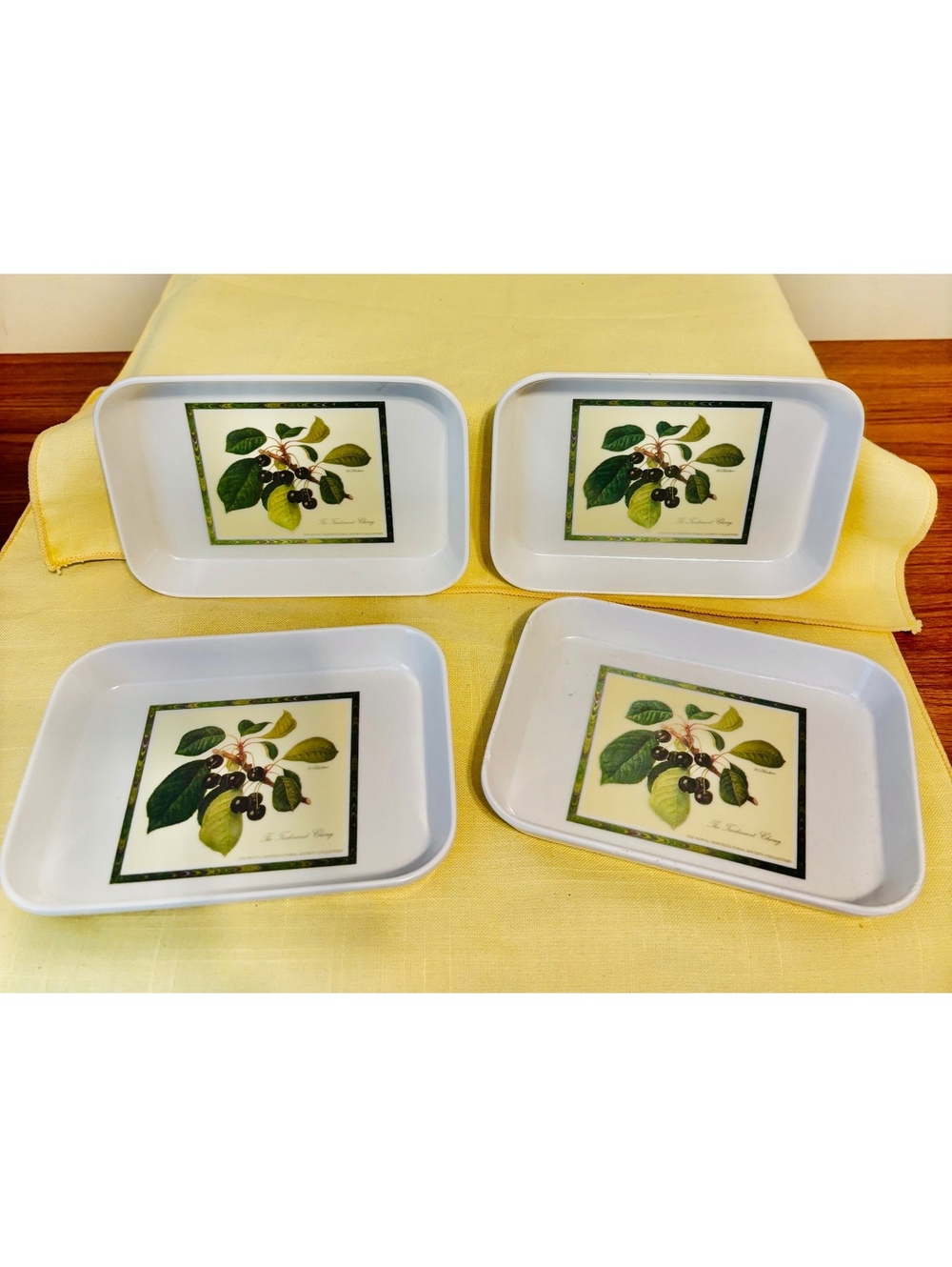 Pimpernel 1990’s Vintage Set of 4 Mini Snack Trays Botanical William Hooker Art
